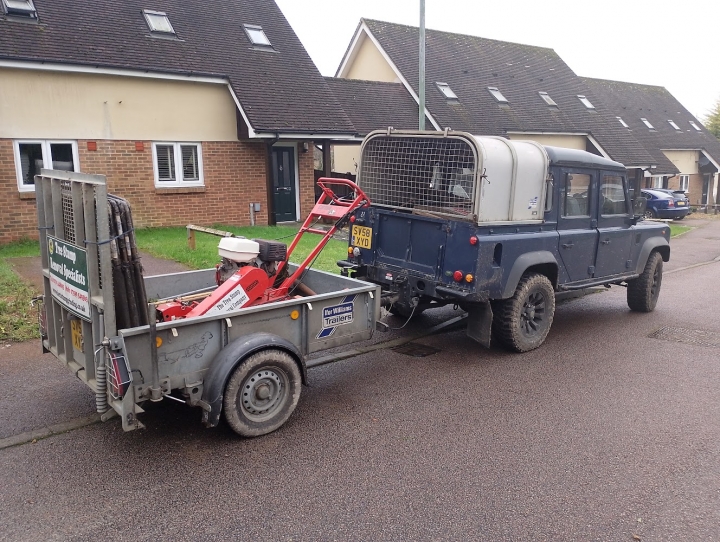 Keeping our customers happy by working on a Saturday :-) Stump grinding. Baldock, Hertfordshire.
