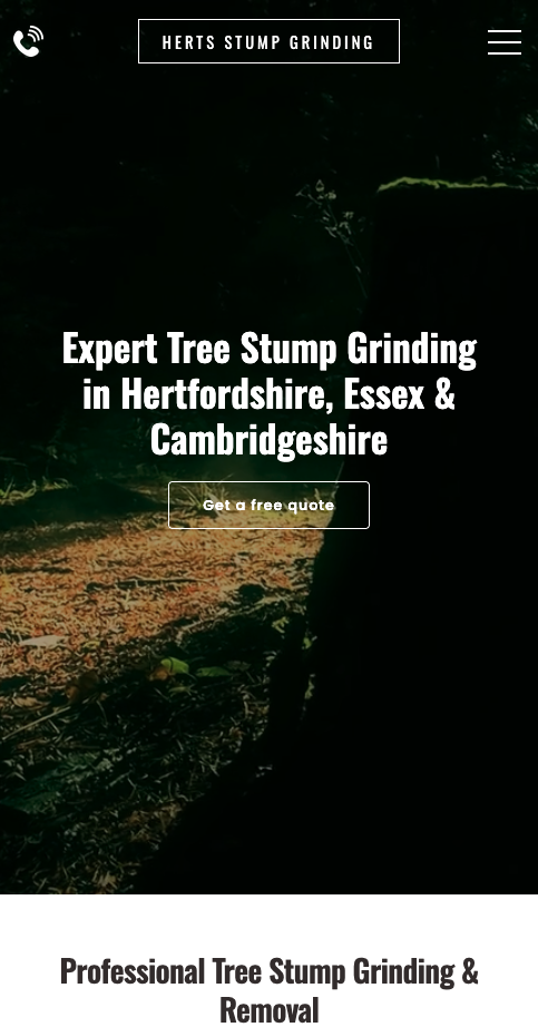 New tree stump removal mobile responsive website for 2026 Highlighting even more of our work around Hertfordshire and Cambridgeshire
