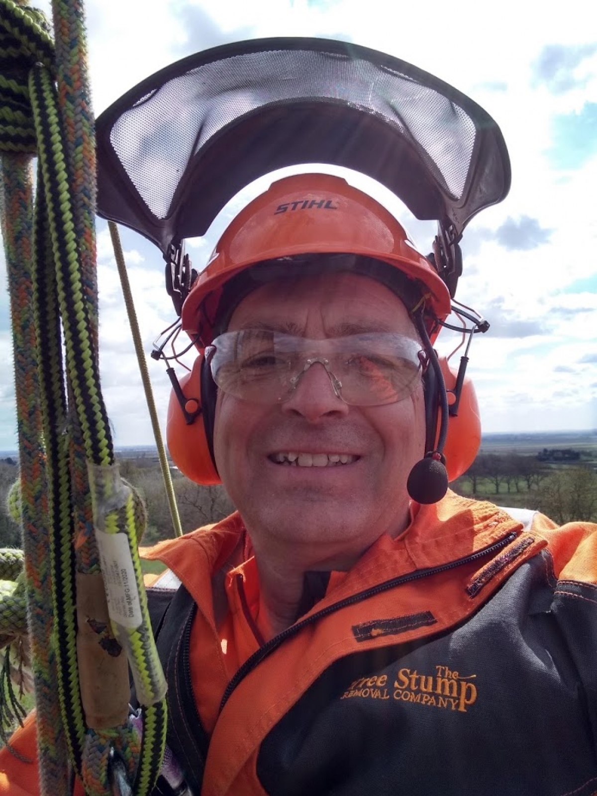 Little bit of height today :-) Big thank you to Jenna, Shane & Jacob (Oakes & Watson Tree Surgery). Not often the stump grinder guy gets up a tree. Great views across the Cambridgeshire countryside. Ely Cathedral in the distance. :-)