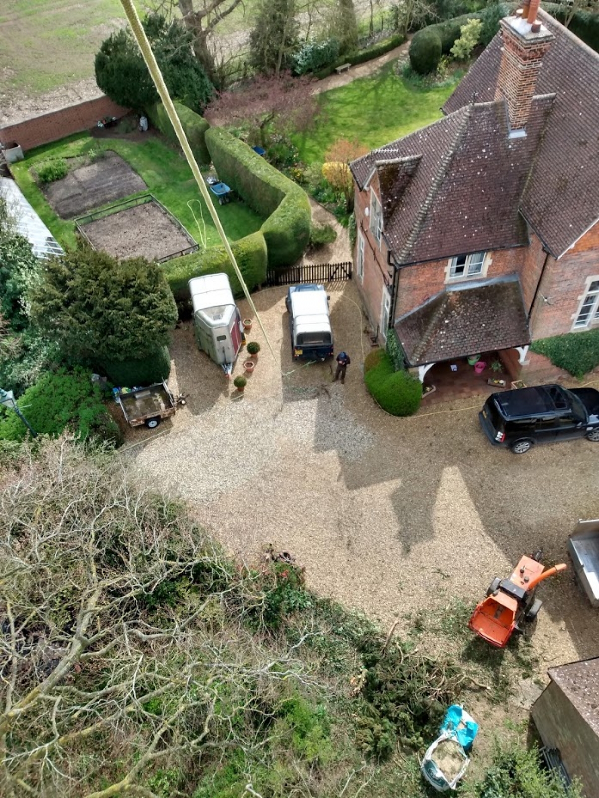 Little bit of height today :-) Big thank you to Jenna, Shane & Jacob (Oakes & Watson Tree Surgery). Not often the stump grinder guy gets up a tree. Great views across the Cambridgeshire countryside. Ely Cathedral in the distance. :-)