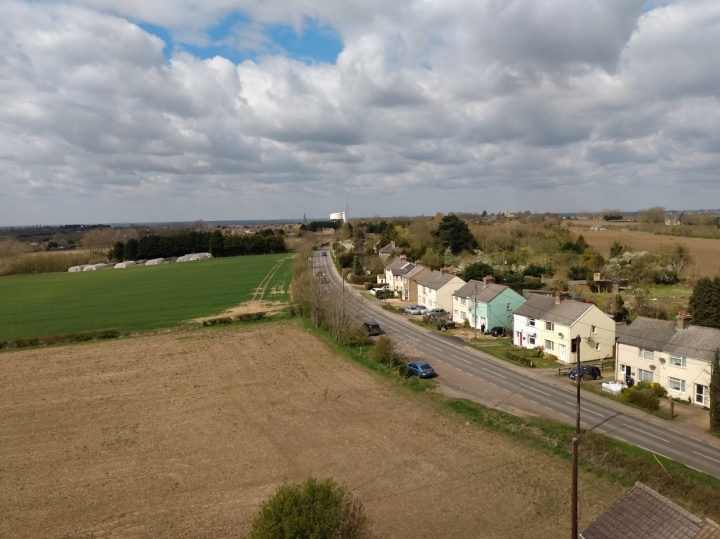 Little bit of height today :-) Big thank you to Jenna, Shane & Jacob (Oakes & Watson Tree Surgery). Not often the stump grinder guy gets up a tree. Great views across the Cambridgeshire countryside. Ely Cathedral in the distance. :-)